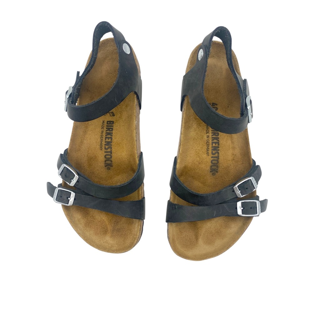Birkenstock Kumba Black Oiled Leather Strappy Sandals 40 US Women 9-9.5
